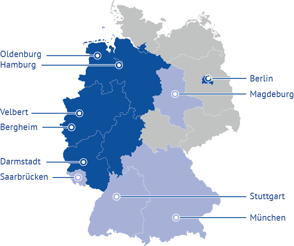 Deutschlandkarte - bundesweite Schädlingsbekämpfung